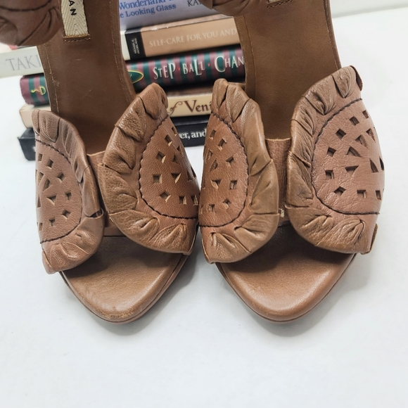 Zara Woman Brown Open Toe Leather Ankle Strap 5 inch High Heels Size 6.5 (37) - Picture 6 of 15
